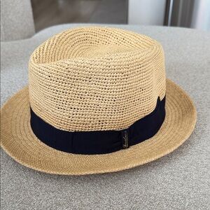 Tan Straw Fedora with Black Band